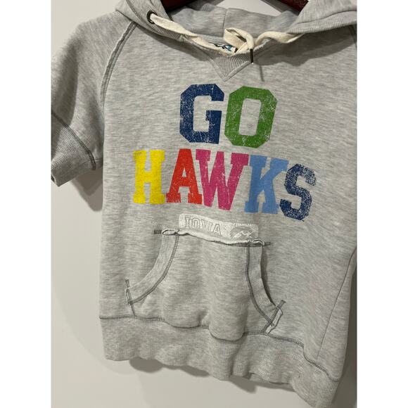 Women's Gray Iowa Hawkeyes Short Sleeve Hoodie, Size Medium, #KB297 - Picture 2 of 4